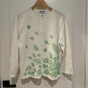 Vintage Pendleton Cardigan Floral Leaf Pattern